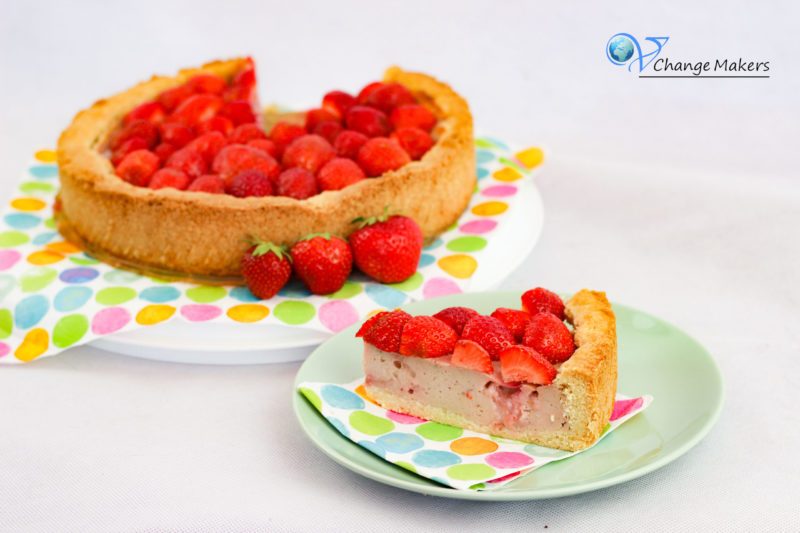Rezept: Erdbeer Käsekuchen – vegan – Iss dich glücklich-Kuchen