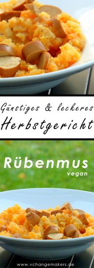 Leckeres und günstiges Herbstgericht. Rübenmus mit Würstchen - vegan. Ruckizucki zubereitet