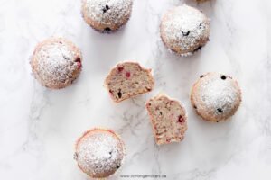 Zuckerarme fluffige und ganz saftige vegane Muffins. Aus dem Basis Teig lassen sich viele verschieden Muffins Variationen zaubern. Ideal für Kinder!