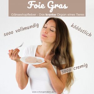 Foie Gras - Gänsestopfleber gilt als Delikatesse, dabei ist es ein krankes Organ eines zu Tode gefolterten Tieres. Erfahre mehr über das brutale Stopfen