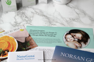 Sicher versorgt durch die vegane Schwangerschaft und Stillzeit mit der Norsan Kombi Box. Sparvorteil von über 43 €. 4x Algenöl, Vitamin D, Mama Fit